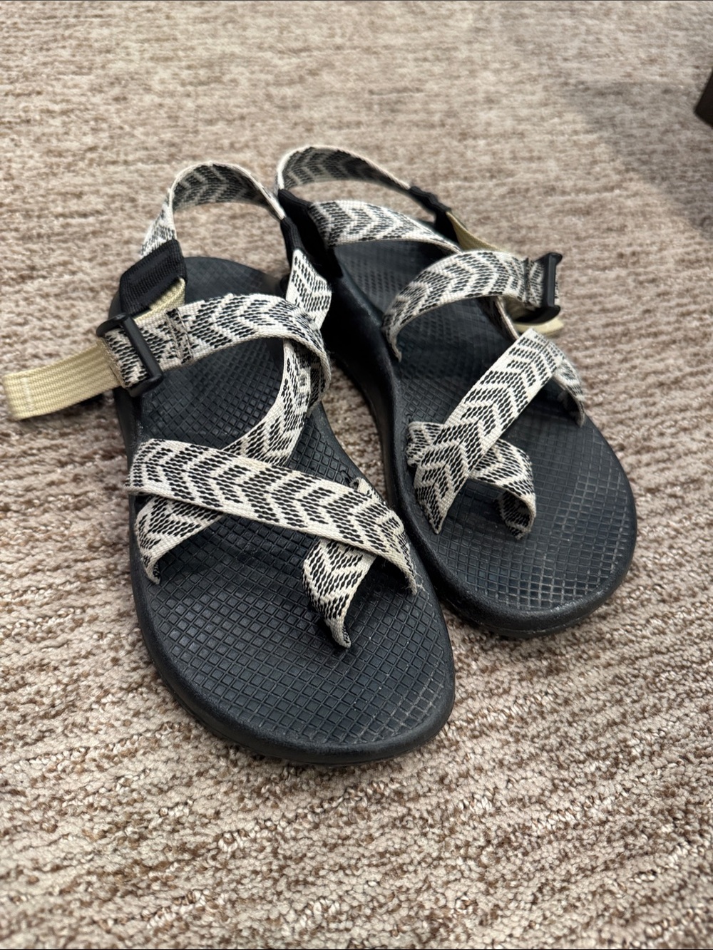 Chaco Women's Black Sandals with Cream Chevron Straps
